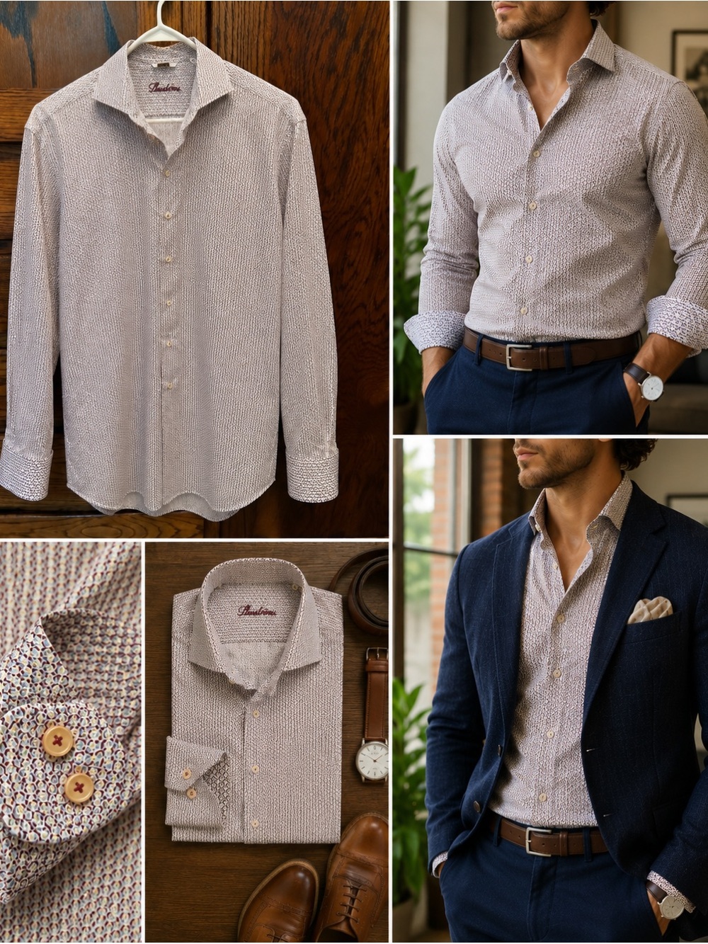 Premium Men's Patterned Dress Shirt